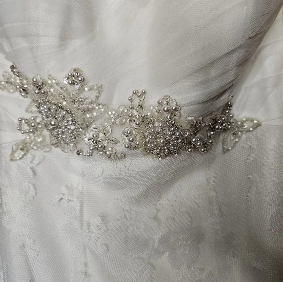 David's Bridal WG3436 Strapless Bridal Gown With Embellishments Sz Zero NWT - Picture 6 of 11